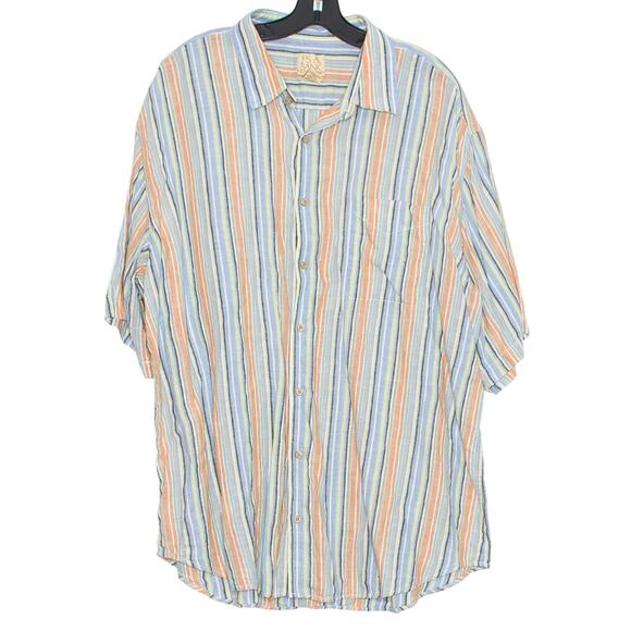 Jos A Bank Mens Shirt Linen Y2K Coastal Grandpa Resort Button Up Stripe Size XXL - Picture 1 of 6